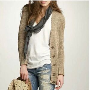 J. Crew Oralie Metallic Gold Knit Button front cardigan